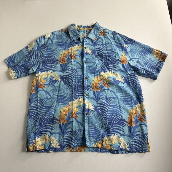 Tommy Bahamas Silk Shirt Original Fit Hawaiian Men Size XL Camp Button Up Floral - Picture 1 of 9
